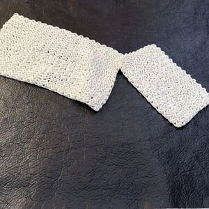 2 Pc RECTANGLE HAND CROCHET TABLE Squares Cottage, Vintage,breadbasket 321
